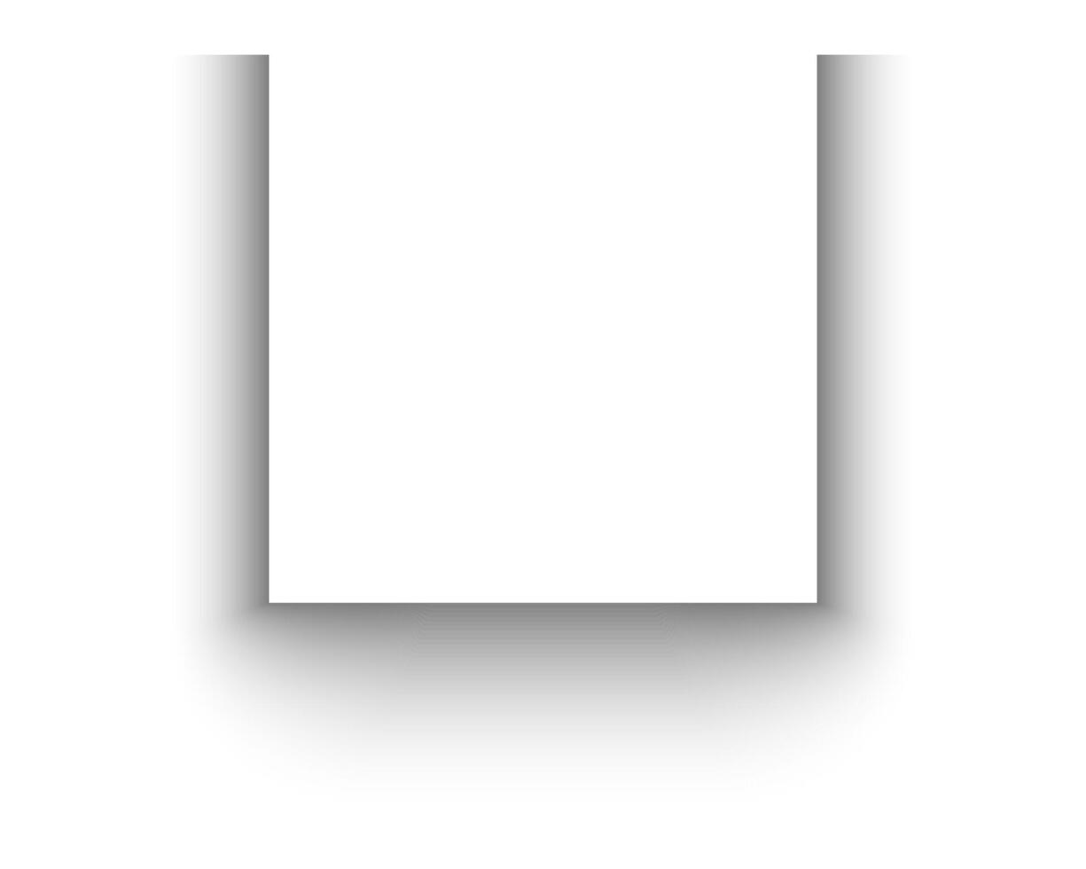 Shadow effect from paper page or card, poster or banner, picture or packaging box for mockup design. Grey shade isolated on white background. Soft square shape. realistic illustration vector