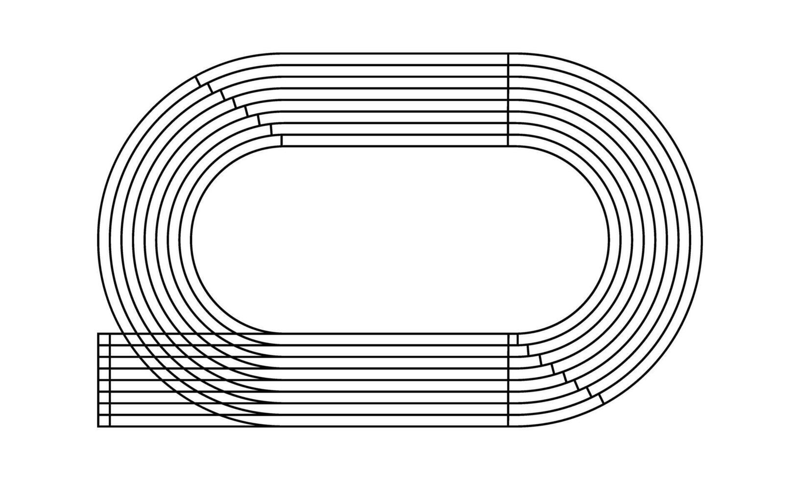 Racetrack or running track icon. Stadium top view. Sports arena for sprint, marathon or other athletic competitions isolated on white background. outline illustration vector