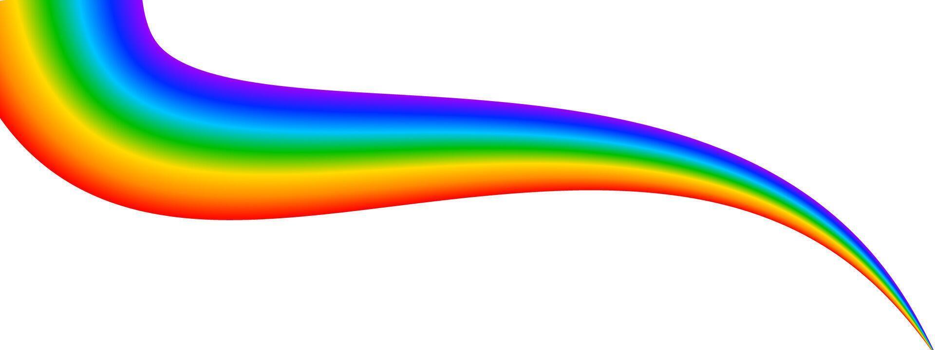 Rainbow curve. Sunlight spectrum wave. Multicolored dynamic path on white background. LGBT pride wallpaper. Happy, fun or summer banner. cartoon illustration vector