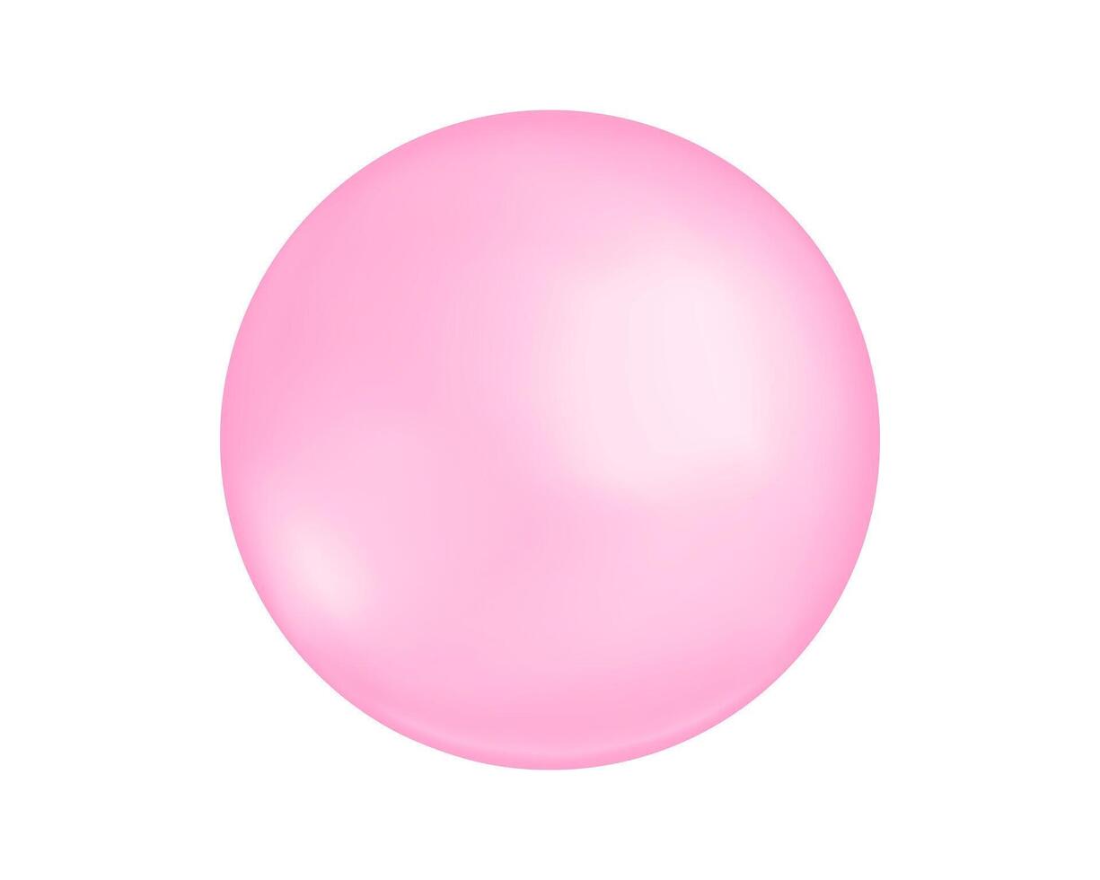 Pink bubble isolated on white background. Bead, pearl or crystal ball. Glycerin, hyaluron, glutathione or collagen oil drop. Cherry or strawberry bubblegum. realistic illustration vector