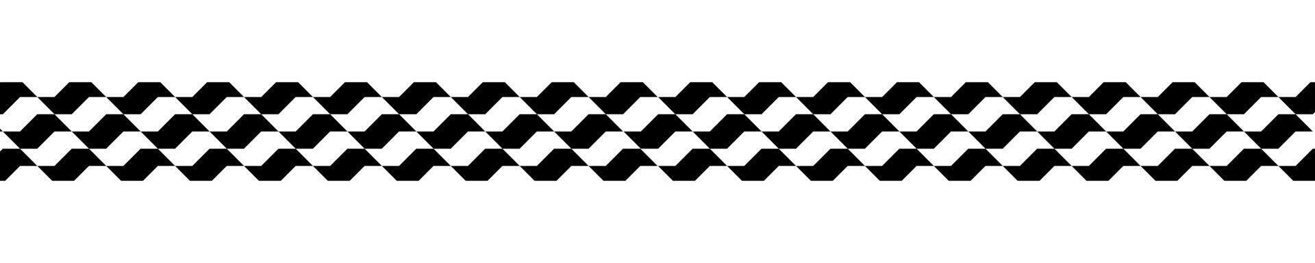 Border with Sao Paulo sidewalk print. Famous beach pavement in Brazil. Repeated black and white texture in Portuguese pavement style. Wall or floor mosaic tile background. graphic illustration vector