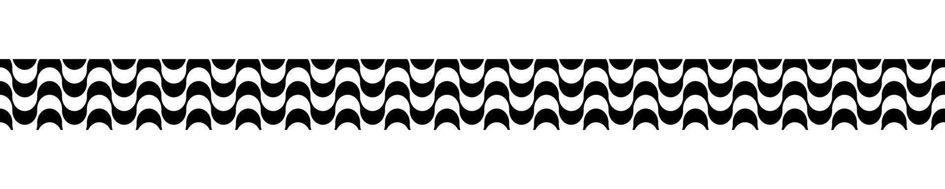 Border with Copacabana sidewalk pattern. Print of famous beach promenade in Rio de Janeiro. Brasilian symbol. Repeating black and white wave texture in Portuguese pavement style. illustration vector