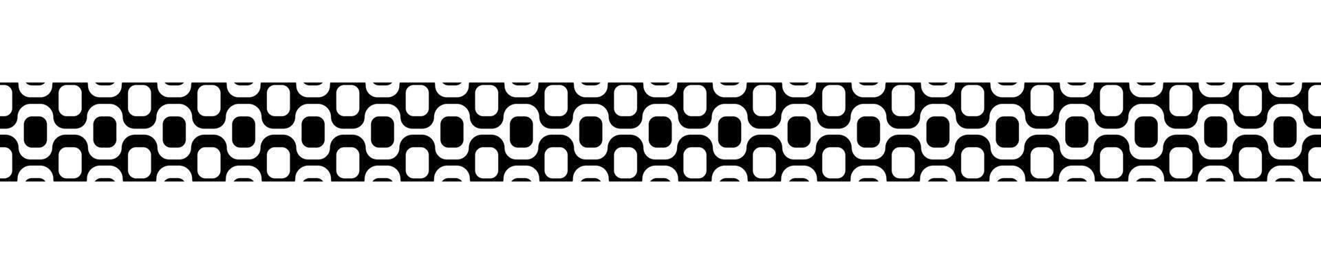 Border with Ipanema sidewalk pattern. Famous Brasilian beach boardwalk design. Repeating black and white texture with optical illusion in Portuguese pavement style. graphic illustration vector