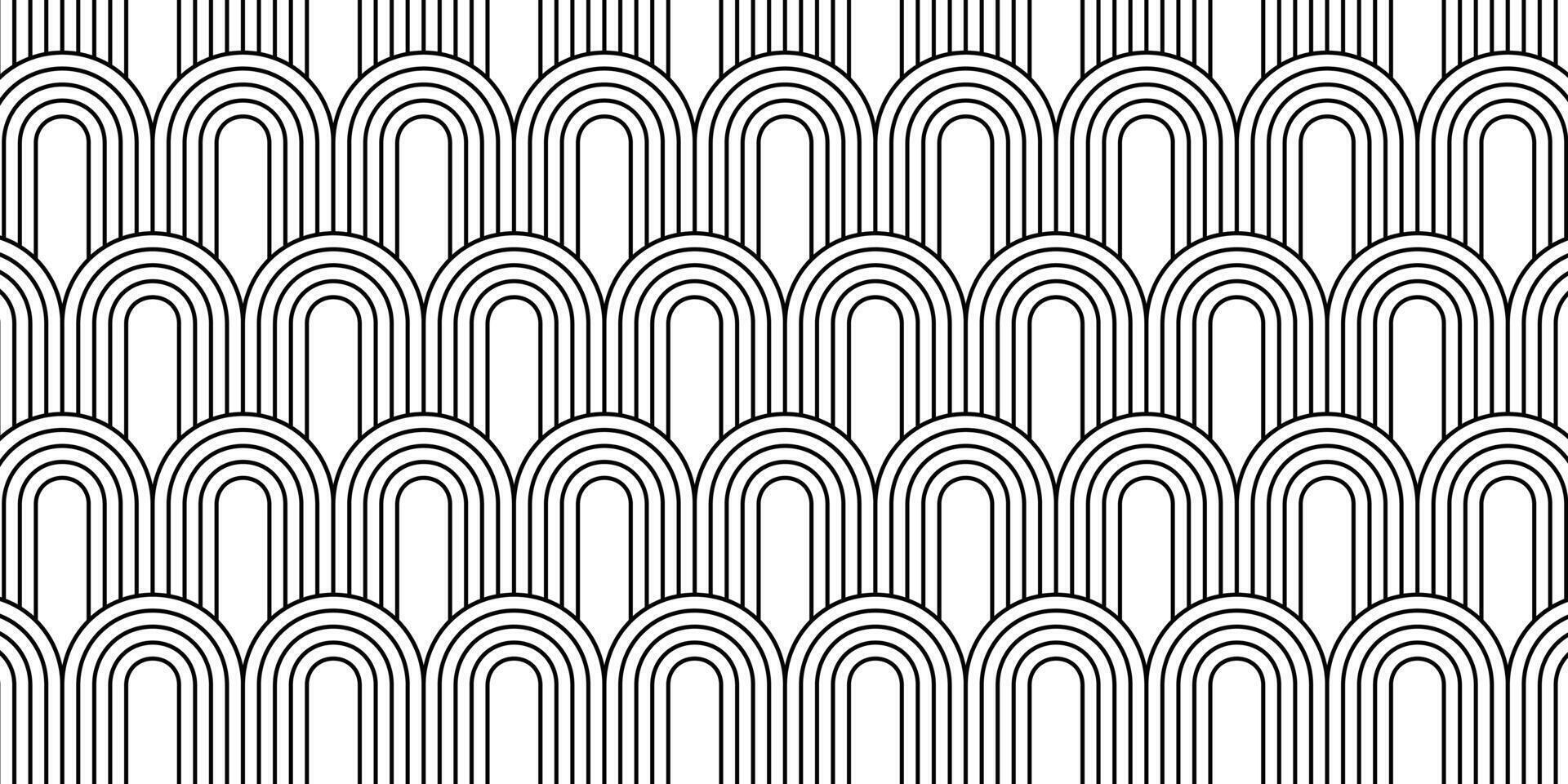 Repeating arch shapes pattern. Boho or art deco style print. Modern geometric background with arc forms. Elegant retro decoration. Trendy abstract wallpaper. graphic illustration vector