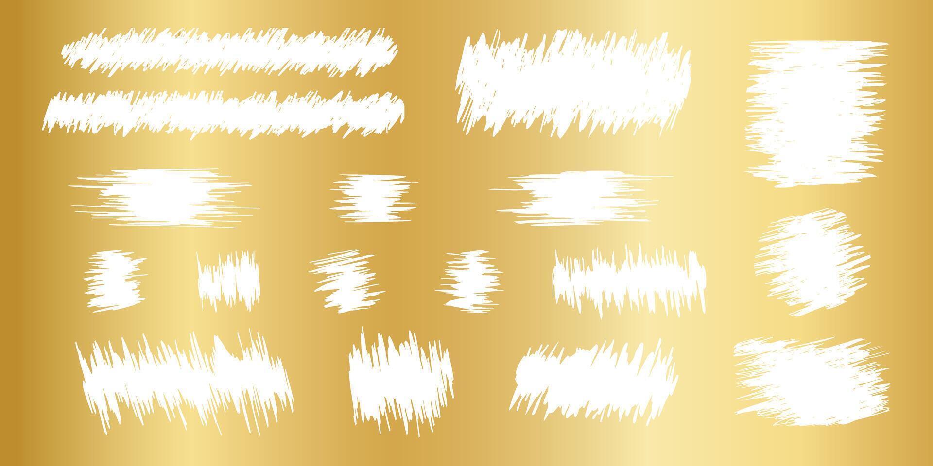 Scraped textures on gold background. Collection of golden scratch card, game ticket, lottery or sale coupon shabby surfaces isolated on white background. realistic illustration vector