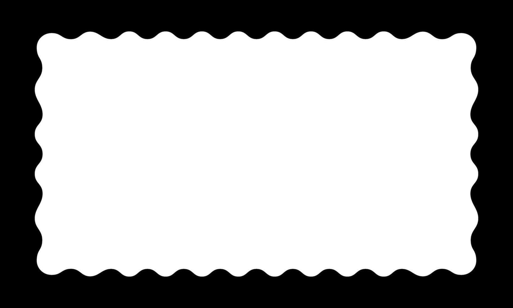 Rectangle frame with curvy inner edges. Rectangular mirror, picture or photo vingette, empty text box, tag or label isolated on white background. graphic illustration vector