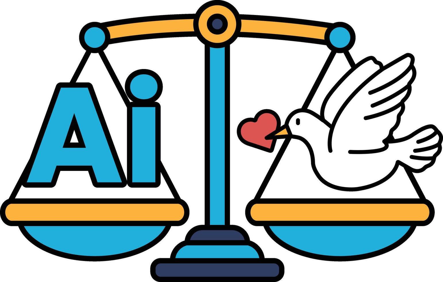 A blue and yellow scale with a white dove on the right side vector