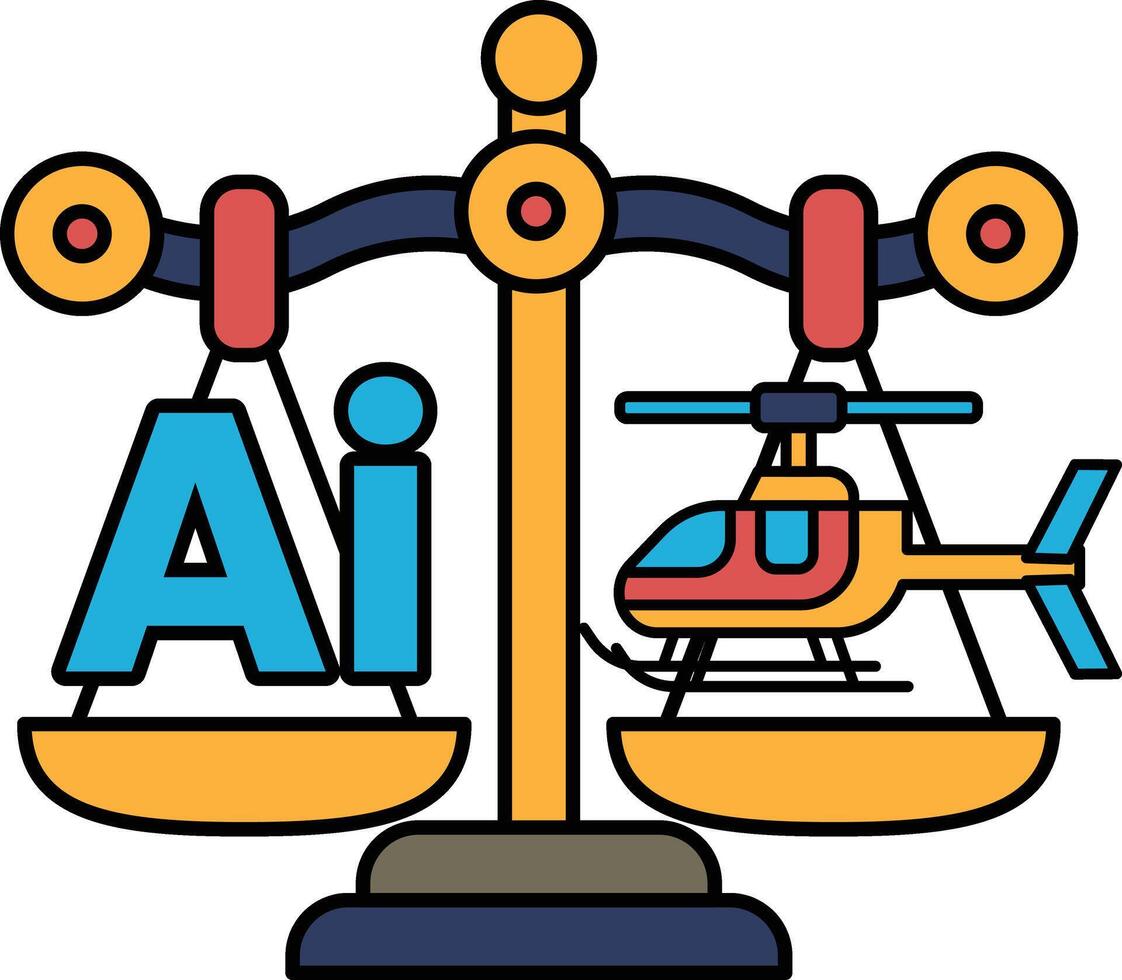 A scale with a helicopter and the letters AI on it vector