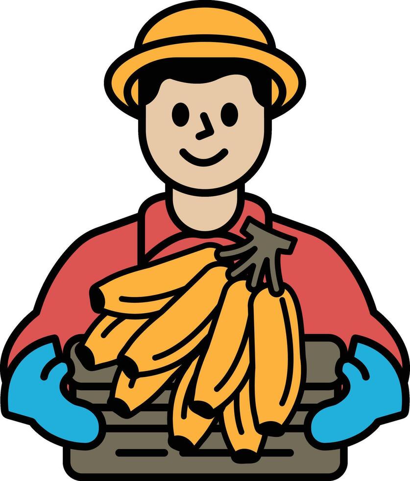 A man is holding a bunch of bananas vector