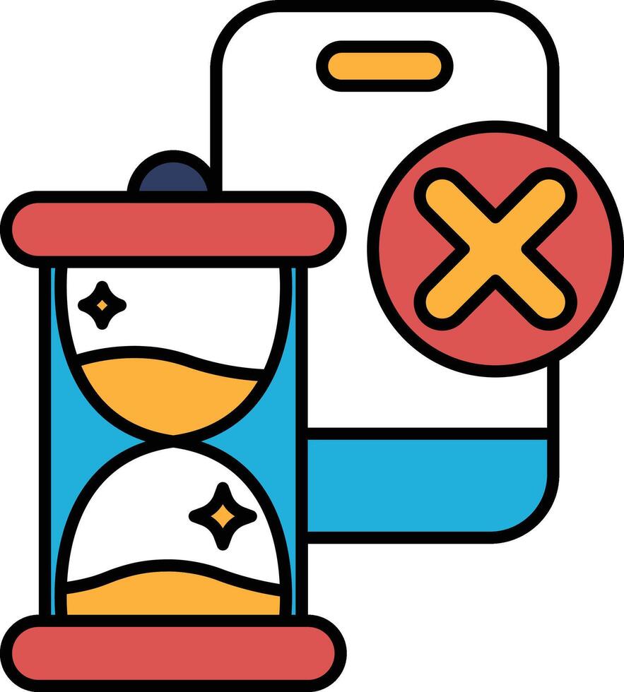 A clock with a red and yellow face and a blue background vector