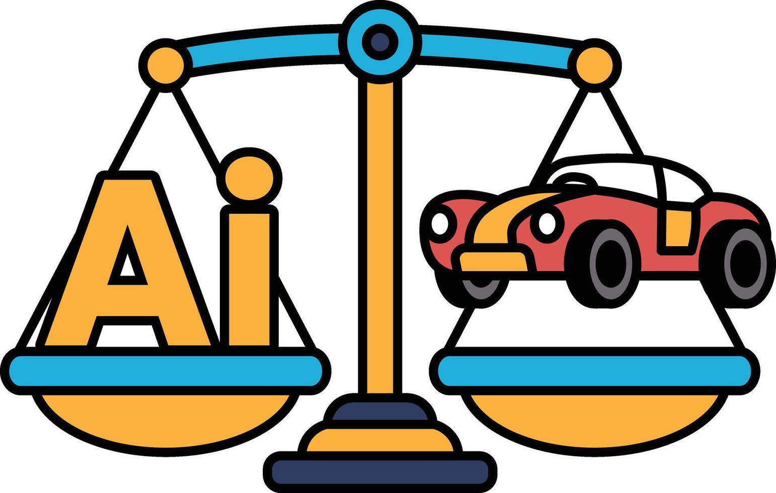 A scale with a car on one side and the letters AI on the other vector