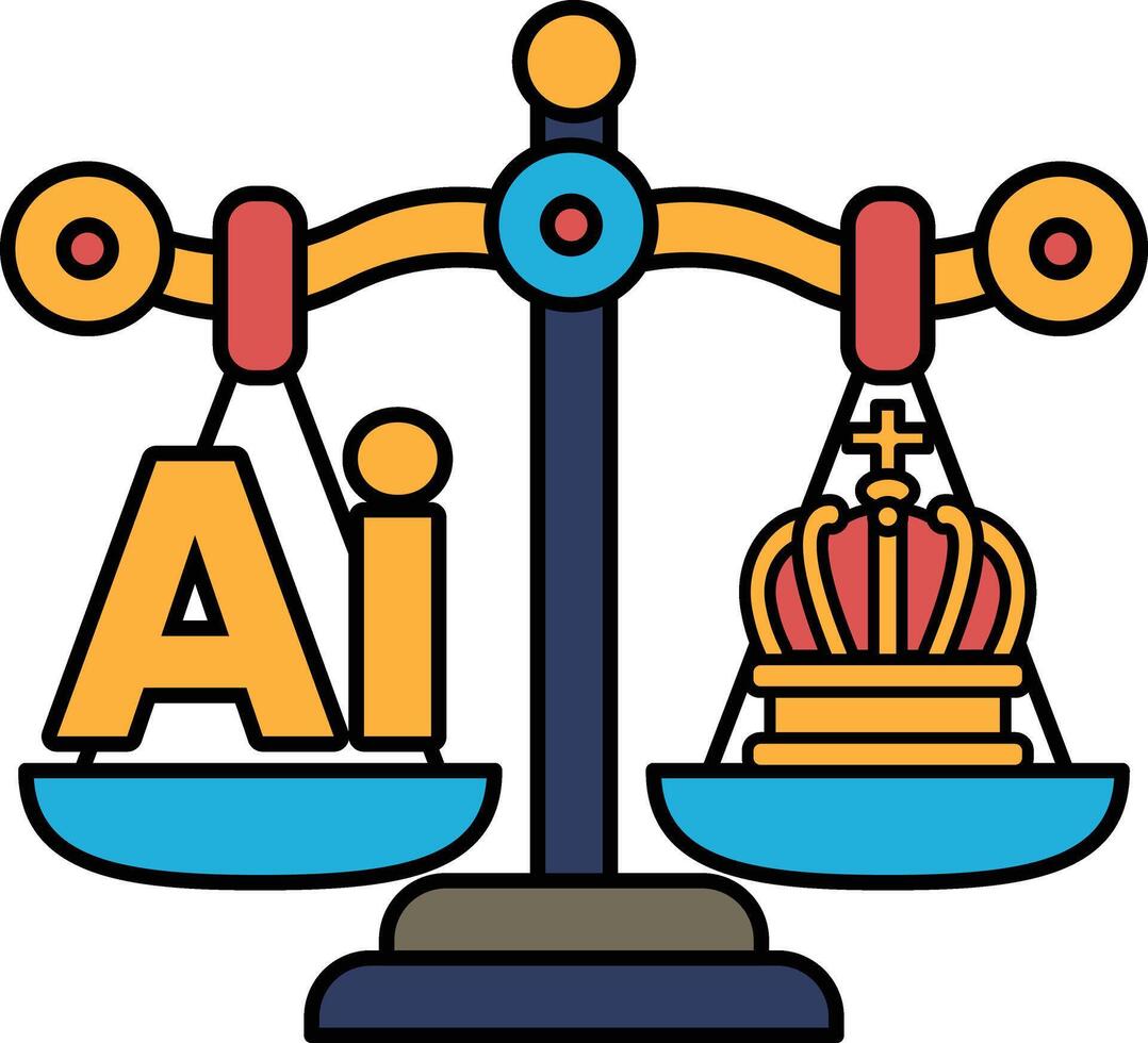 A scale with the letters AI on one side and a crown on the other vector