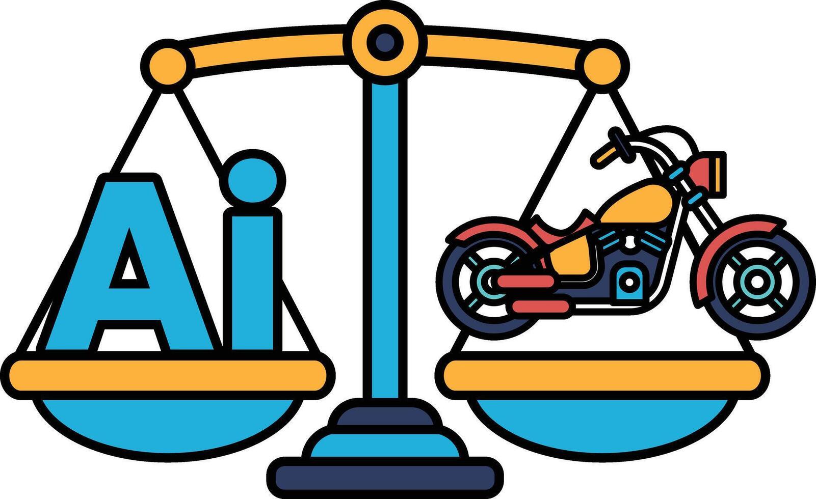 A scale with a motorcycle on one side and the letters AI on the other vector