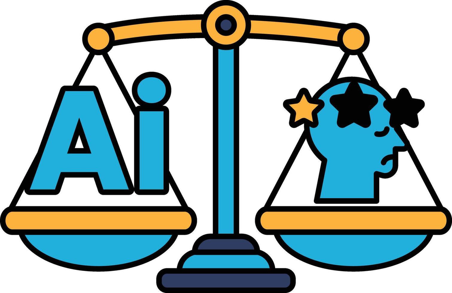 A blue and yellow scale with a person on each side vector