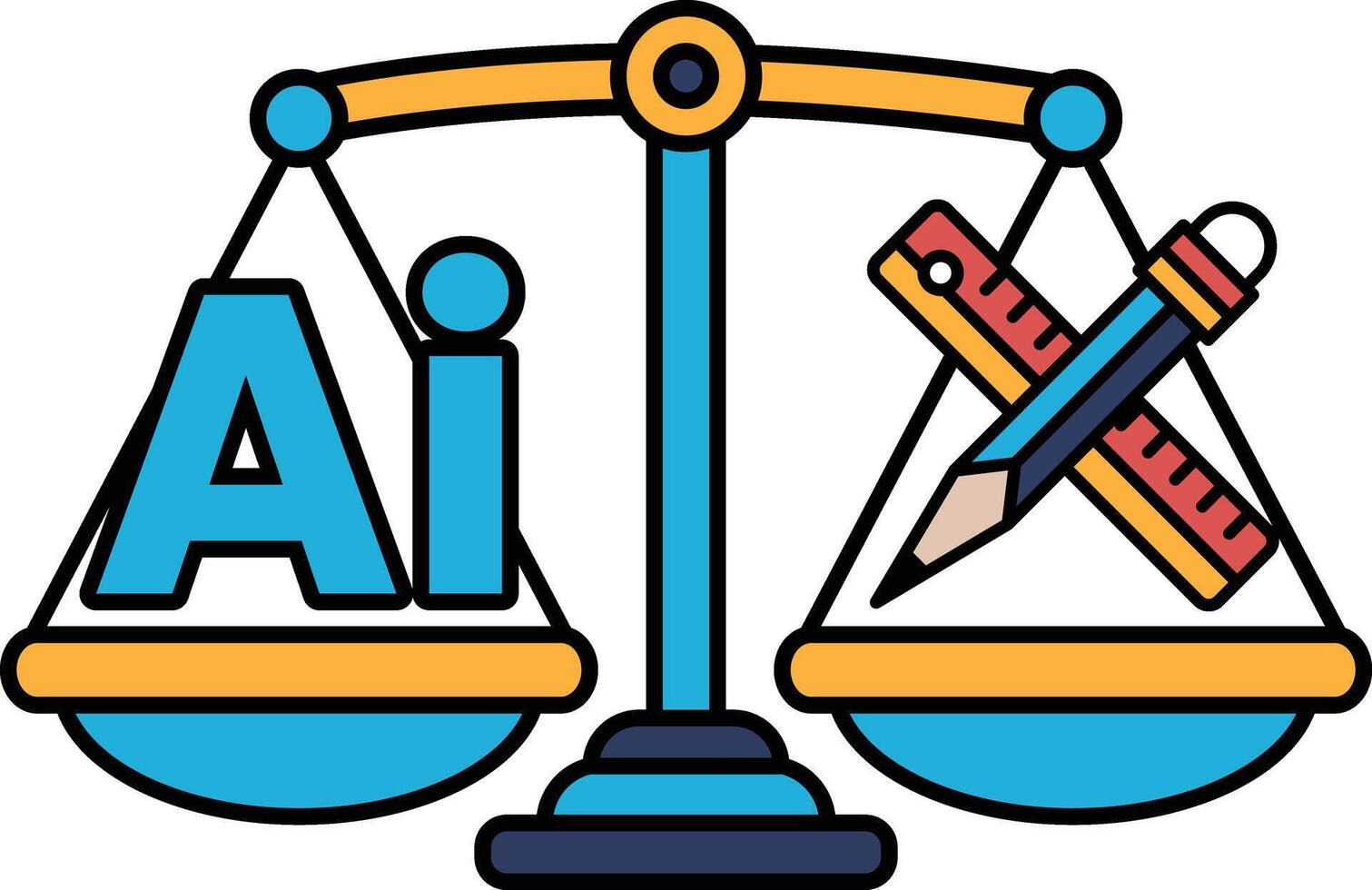 A scale with the letters AI on one side and a pencil and ruler on the other vector