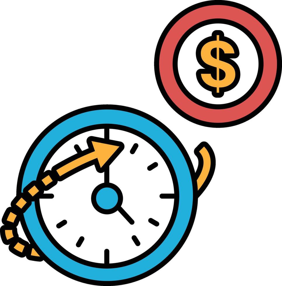A clock with a dollar sign in the background vector