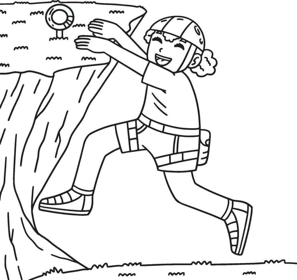 Bouldering Girl Hanging from the Ledge Isolated vector