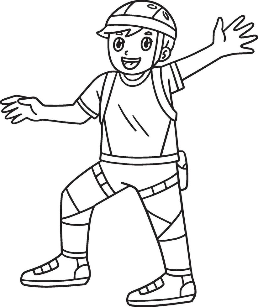 Bouldering Boy at the Foot of the Wall Isolated vector