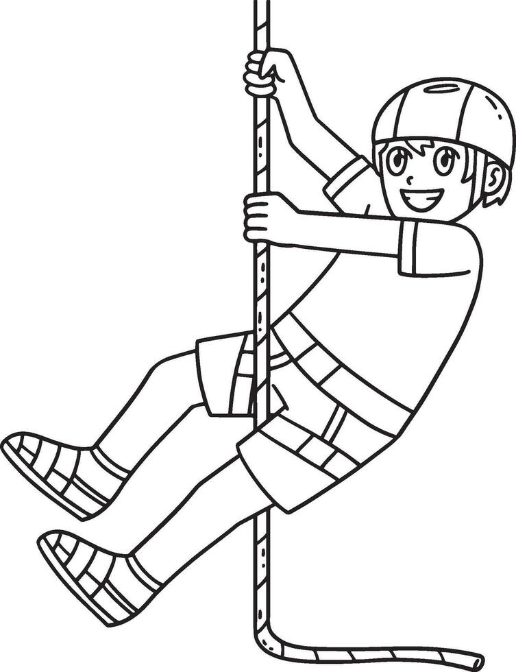 Bouldering Boy Rappelling Down the Wall Isolated vector