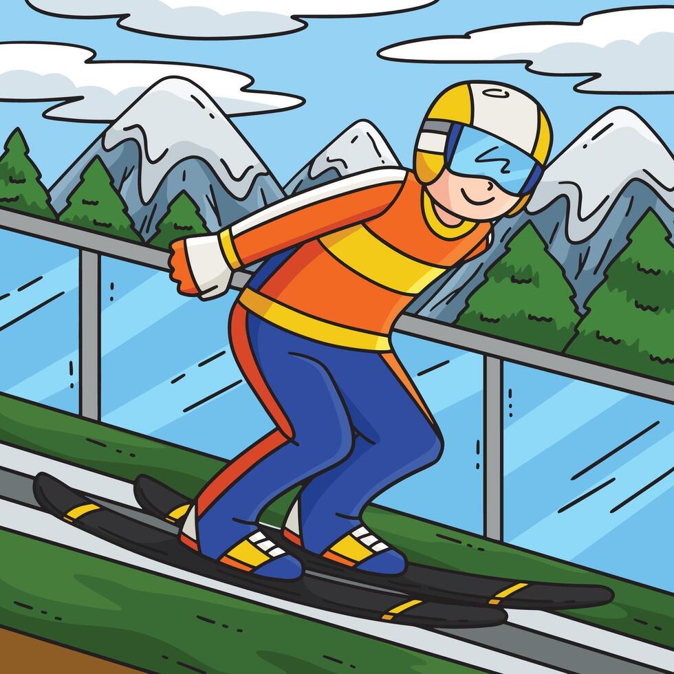 Skier on a snowy slope vector
