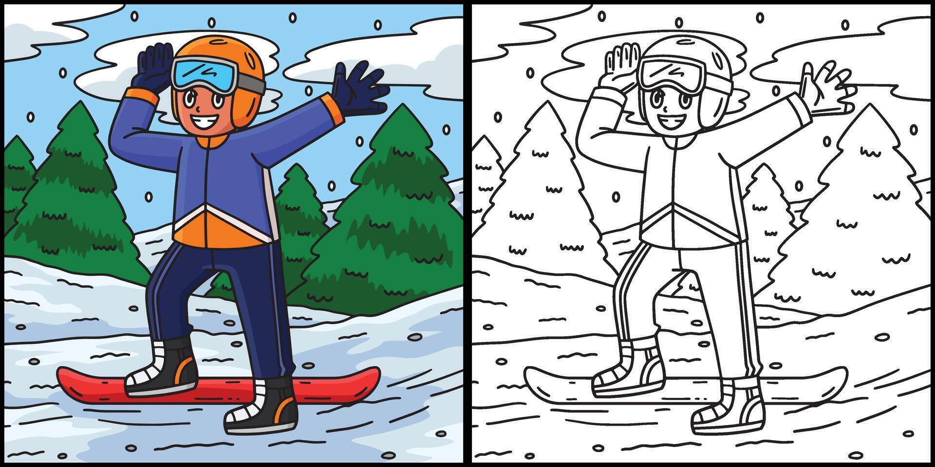 Snowboarding Boy Wearing Goggles Illustration vector