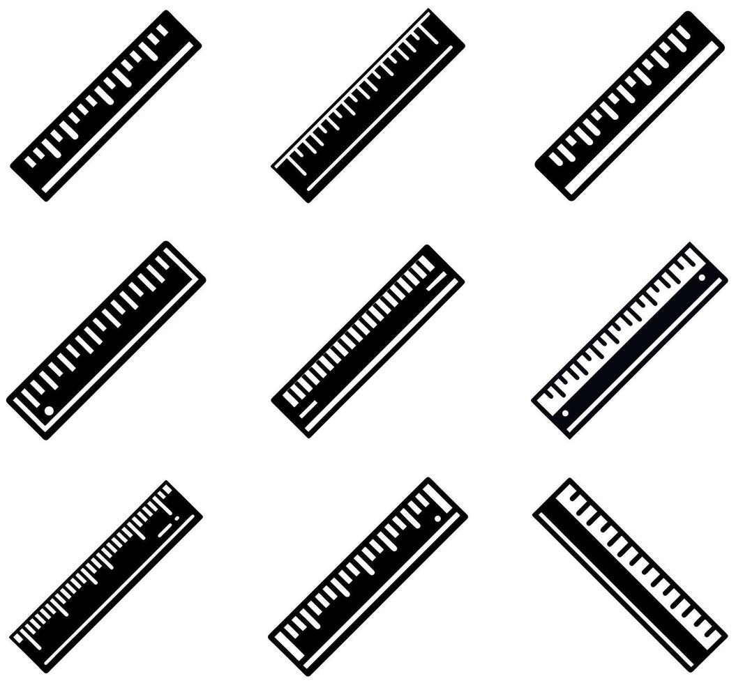 Ruler silhouette icon set design vector