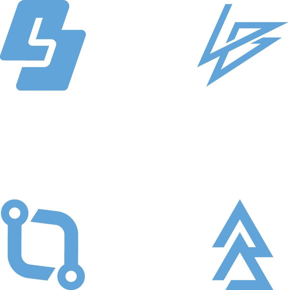 Modern Blue Abstract Technology Logo Set vector