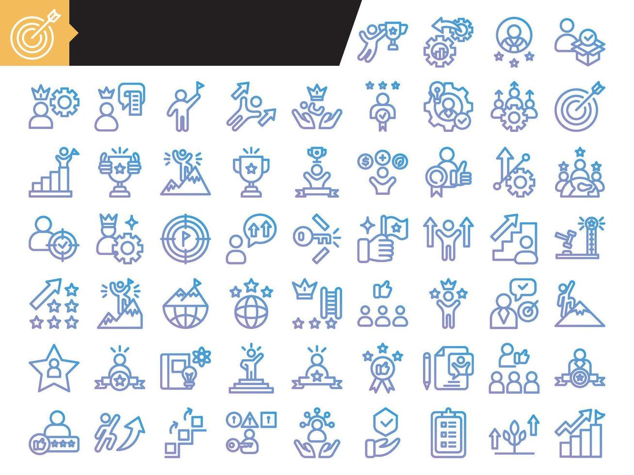 Success and achievement set of web icons in gradient outline style. illustration vector