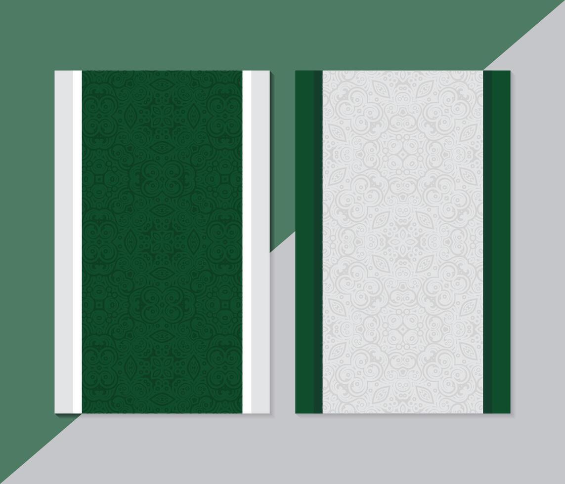 Patterned notebook covers in green and white vector