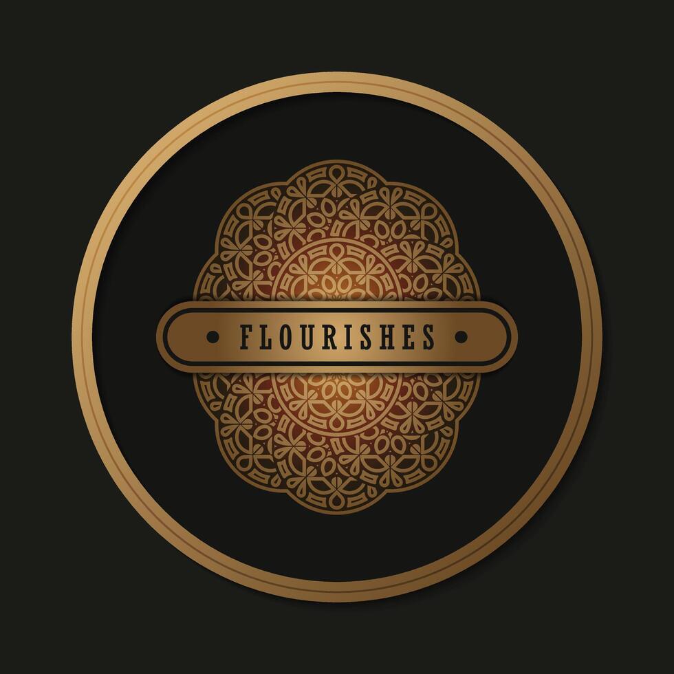 Elegant gold flourishes logo design vector