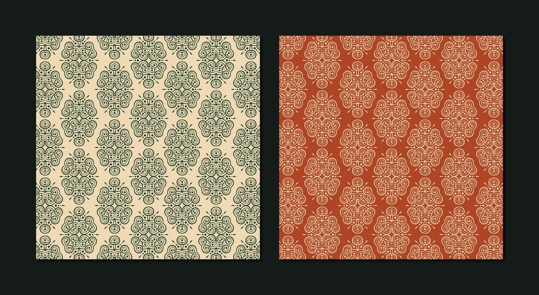 Floral Seamless Damask Pattern Texture Background in Green and Brown vector