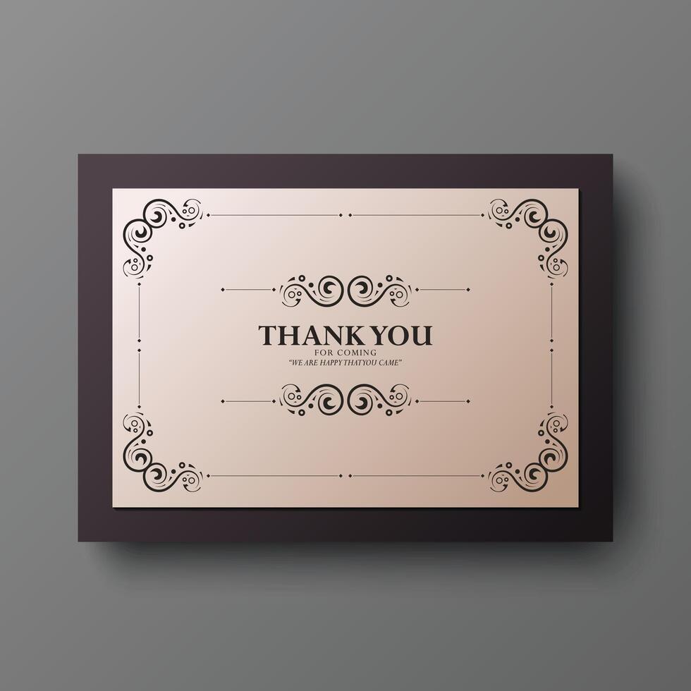 Thank You Card Template with Swirl Details and Formal Design vector