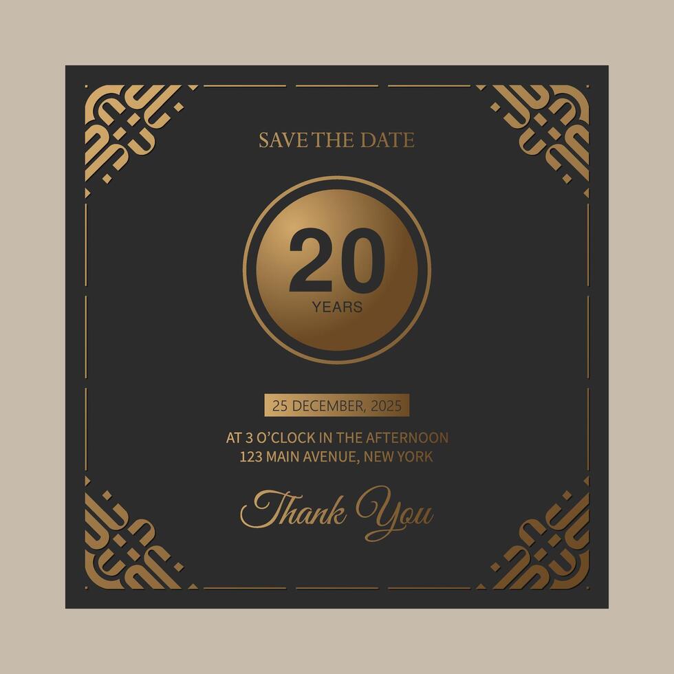 20 years anniversary save the date invitation vector