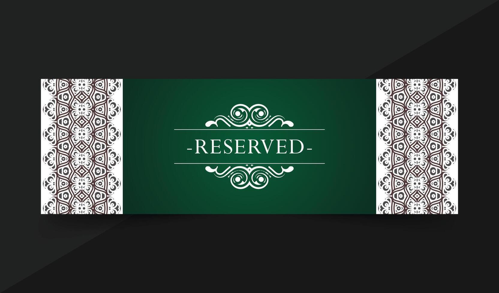 Elegant Decorative Reserved Banner on Dark Green Gradient Background vector