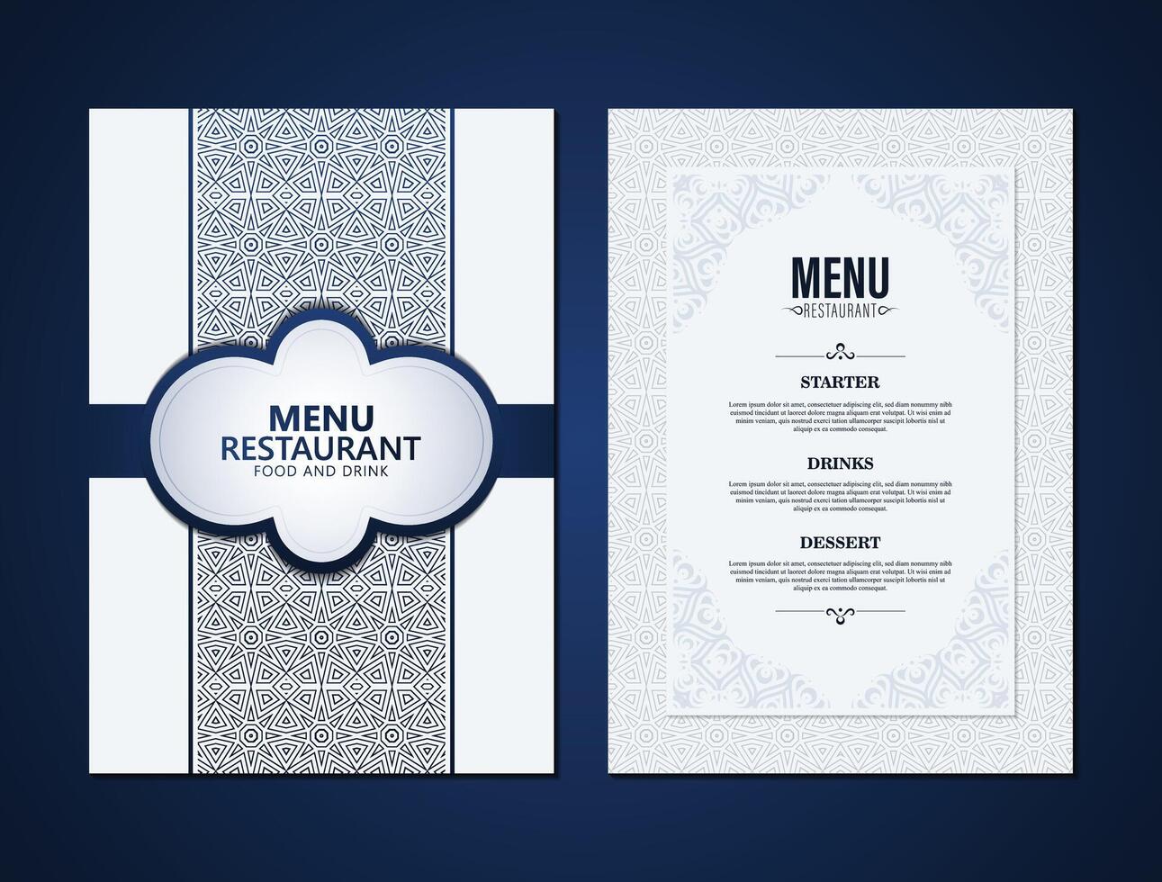 Geometric Pattern Restaurant Menu Template Design for Food and Drink vector