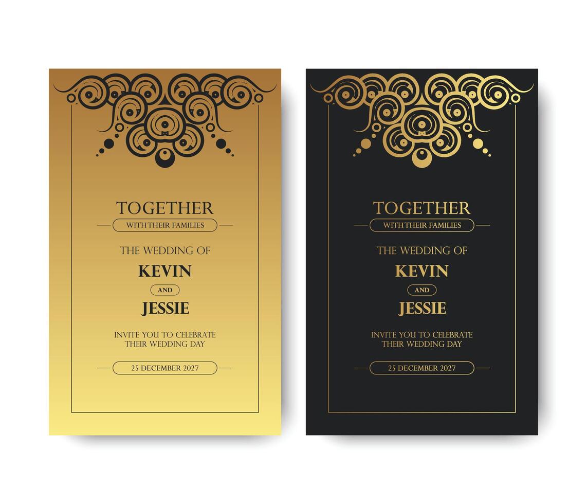 Elegant Decorative Wedding Invitation Design with Ornamental Swirl Pattern vector