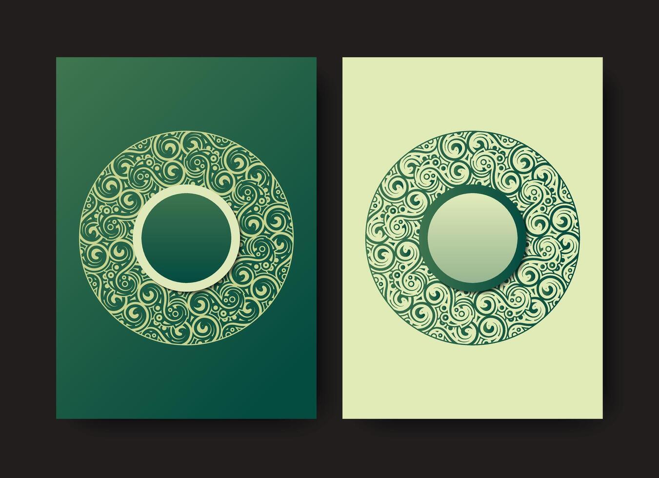 Green circle border pattern business cover design vector