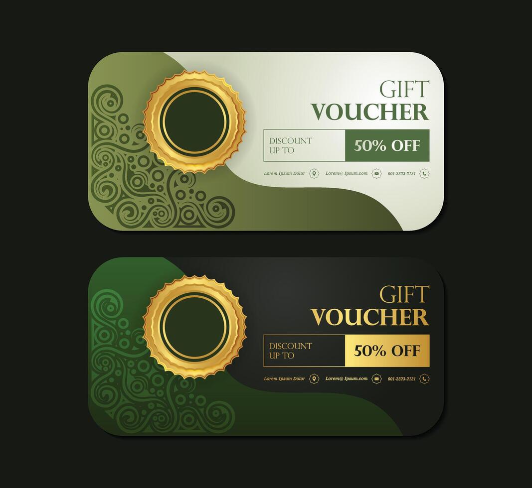 Elegant Discount Gift Voucher Template with Golden Seal vector