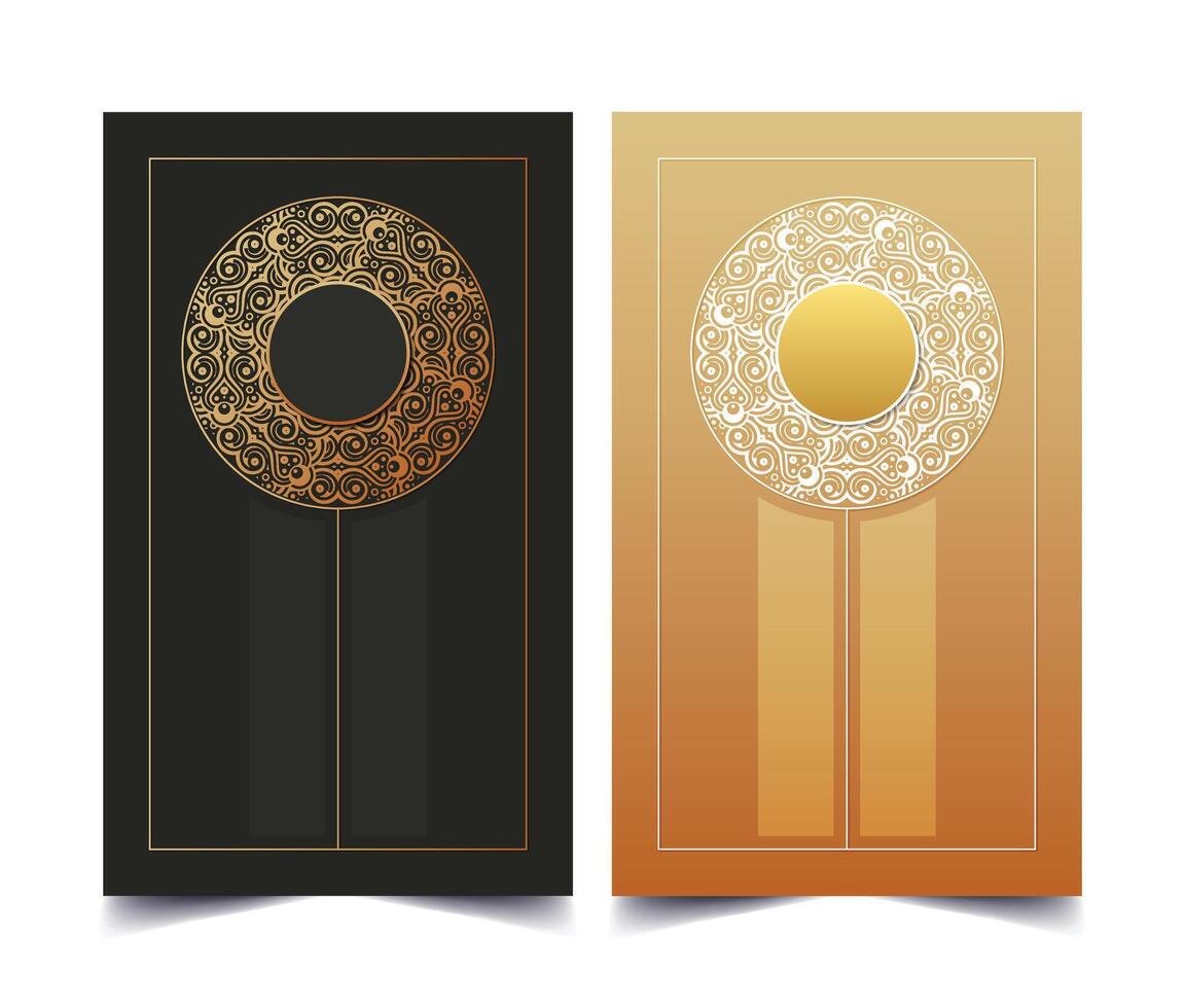 luxury art ornament circle border design card vector