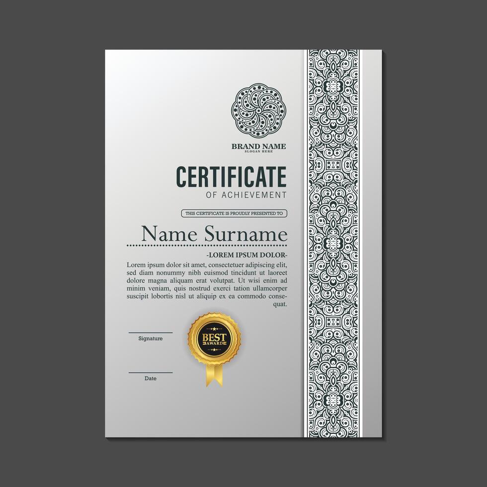 White certificate of achievement award template vector