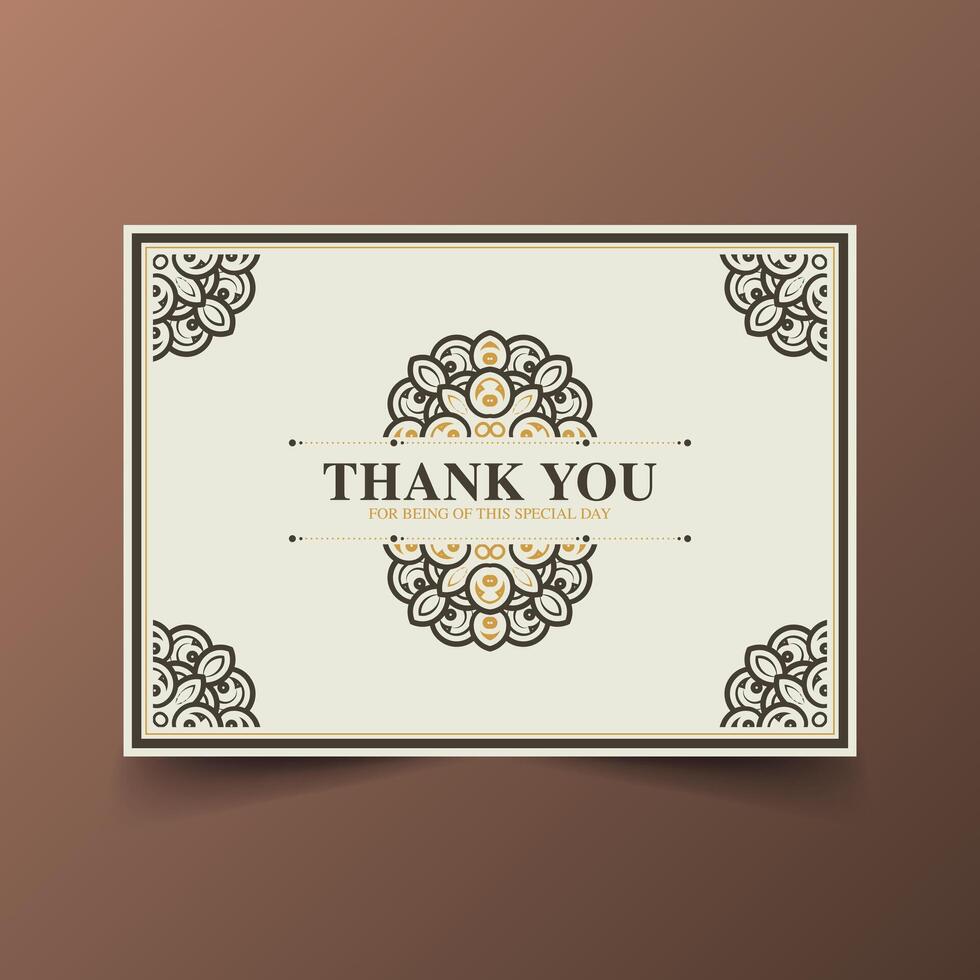 Ornamental Decorative Thank You Card with Mandala and Frame Design Element vector