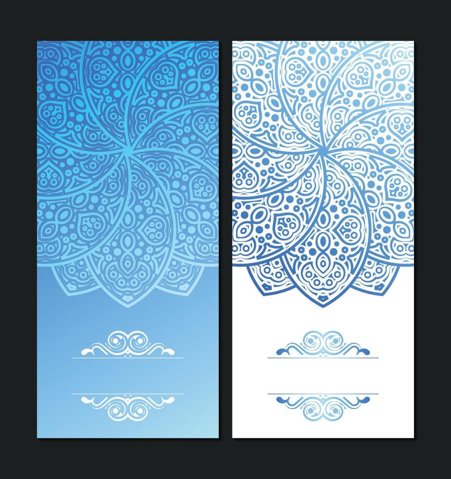 Blue mandala decorative card vector