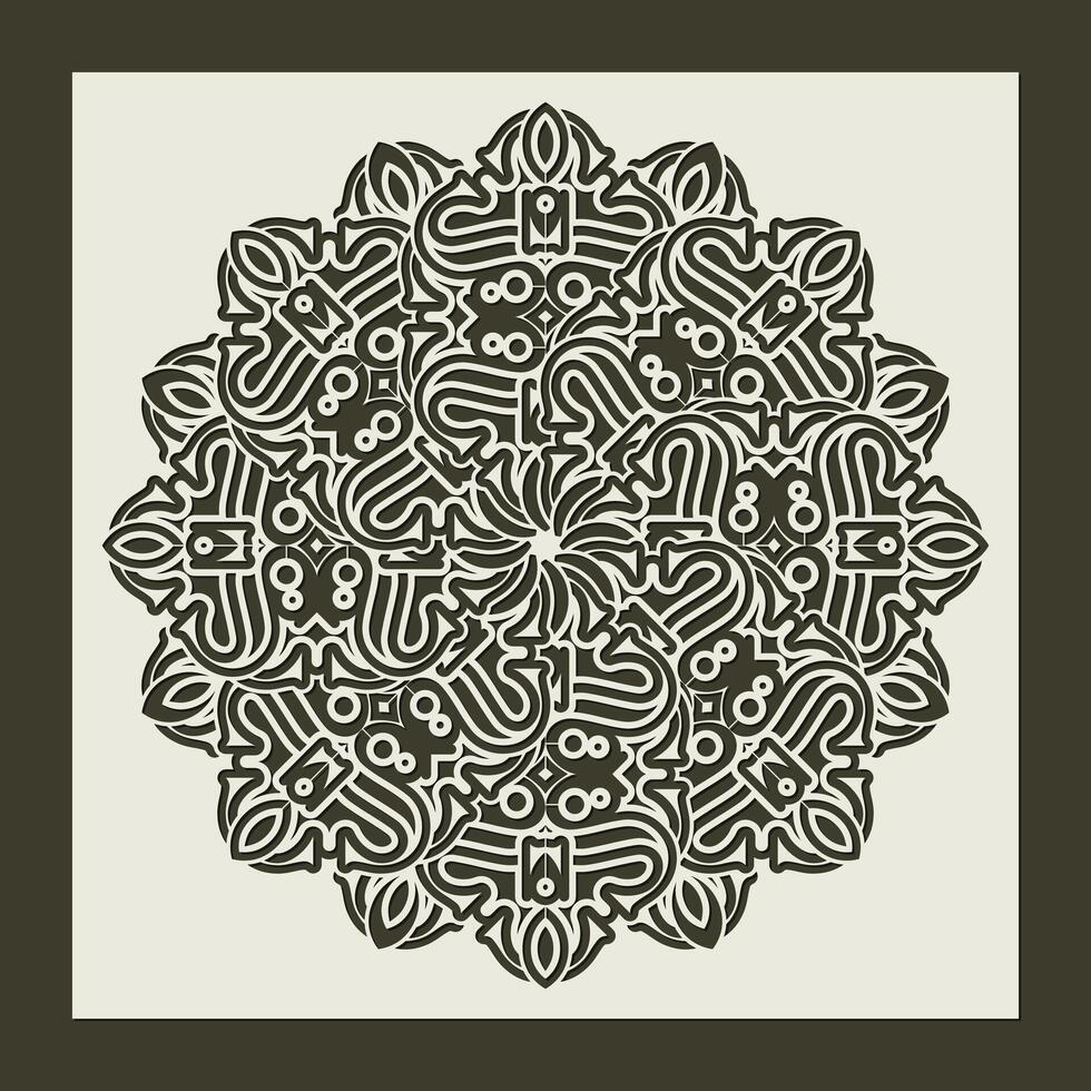 Mandala decorative paper cut line design vector