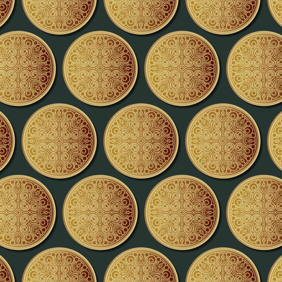 Golden Circle Tile Seamless Pattern Background Design vector