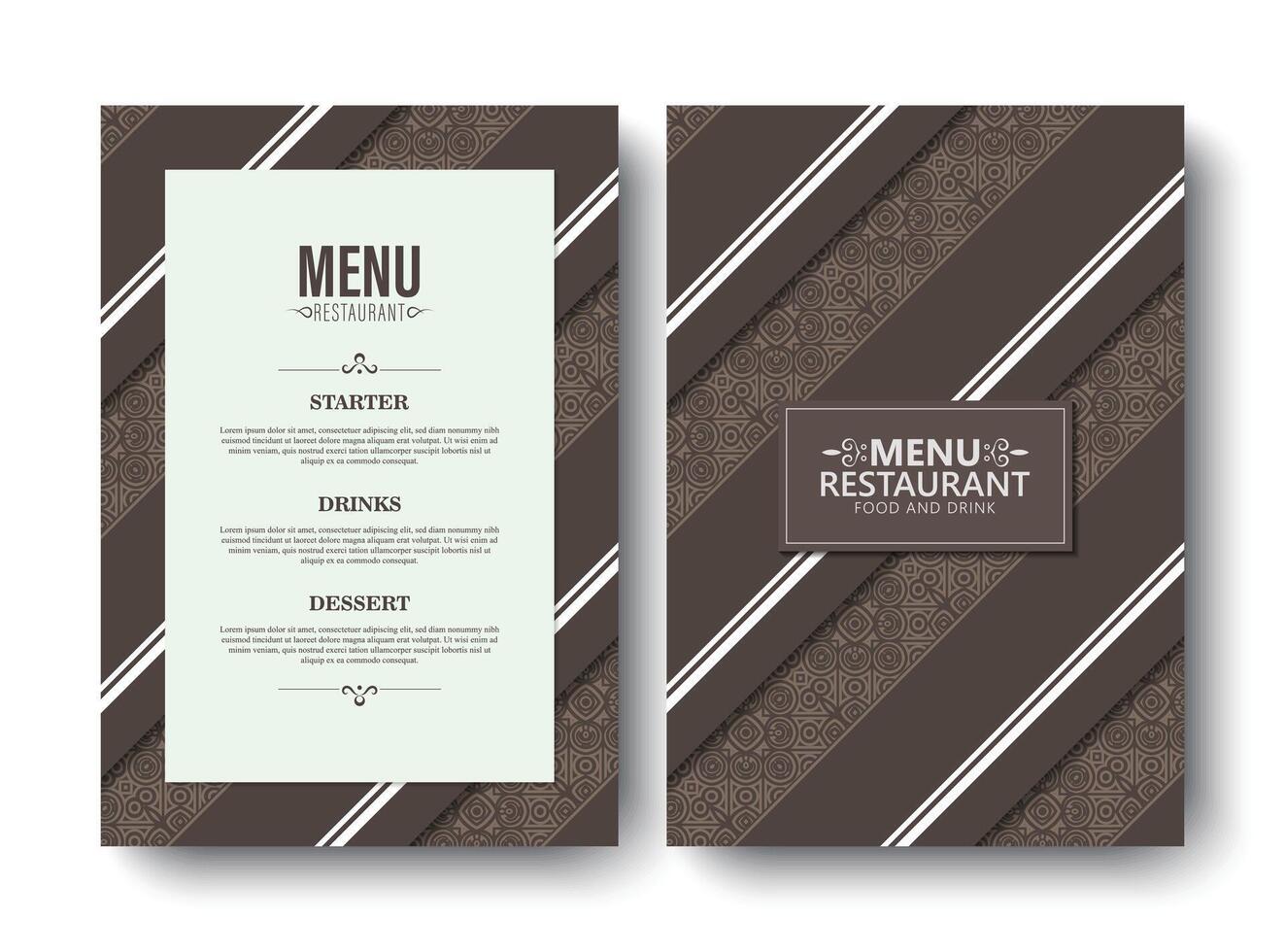 Restaurant Menu Design Template with Brown Pattern vector