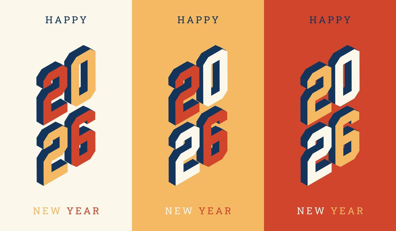 Happy new year 2026 modern vintage art banner template for calendar, cover, card and social media post template vector