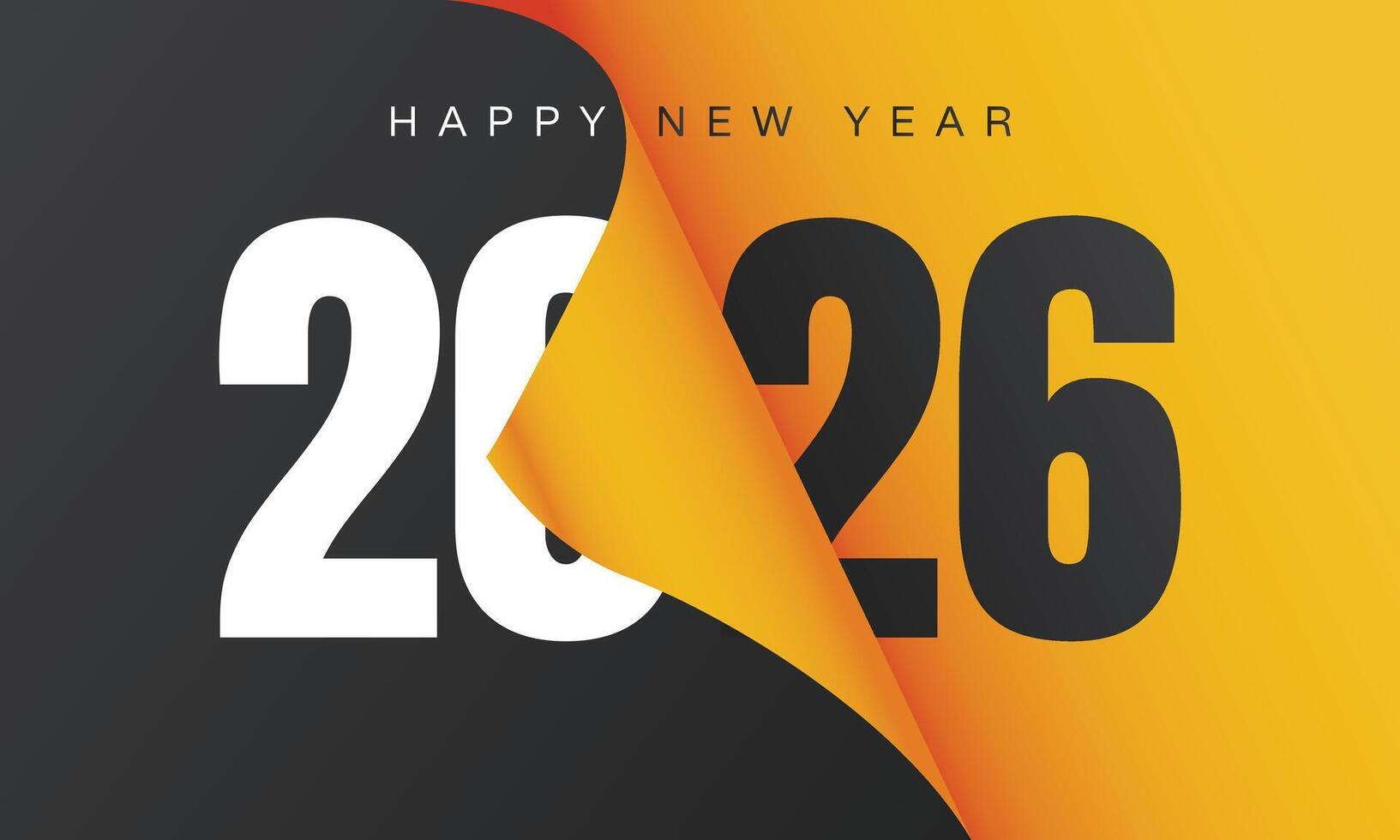Happy new year 2026 holiday banner in page curl style vector