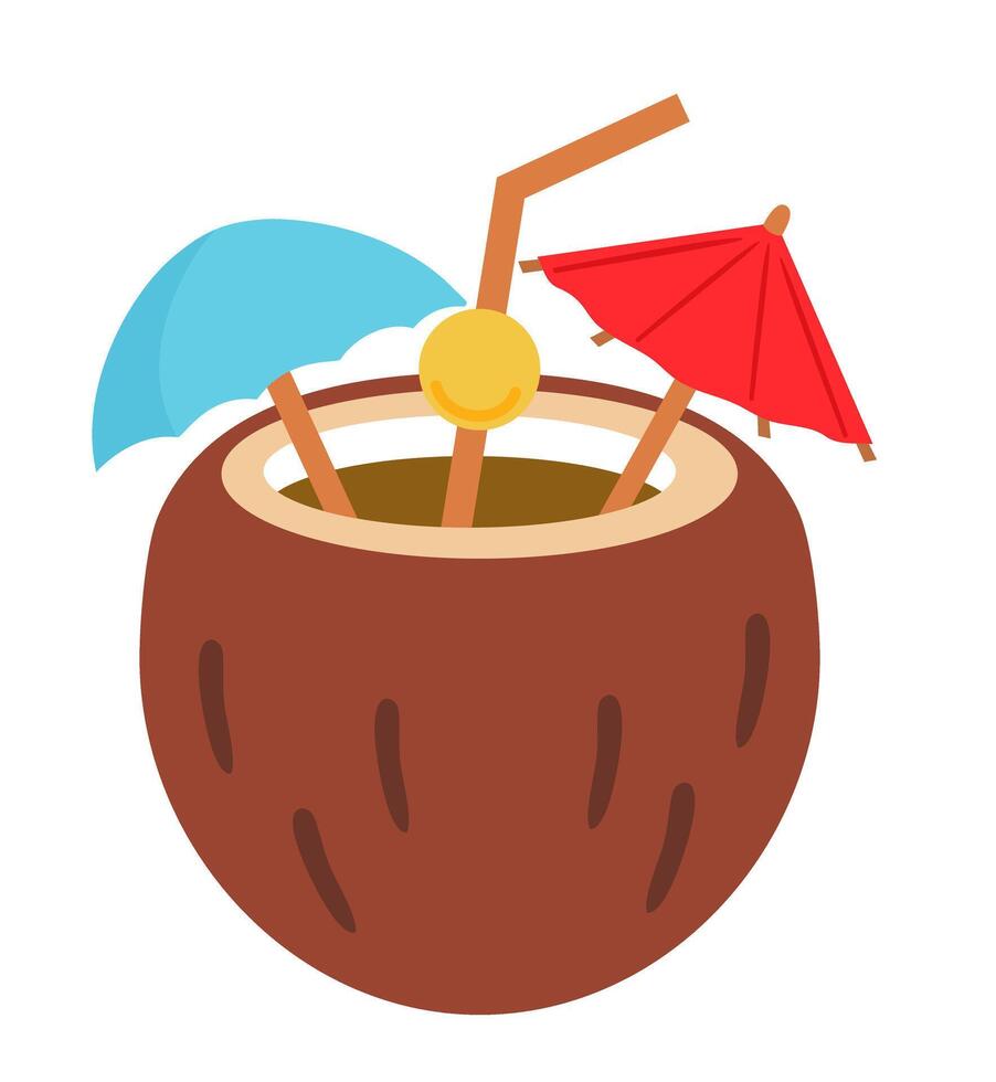 Summer coconut cocktail concept. Drink for hot weather. Dessert and beverage. Graphic element for website vector