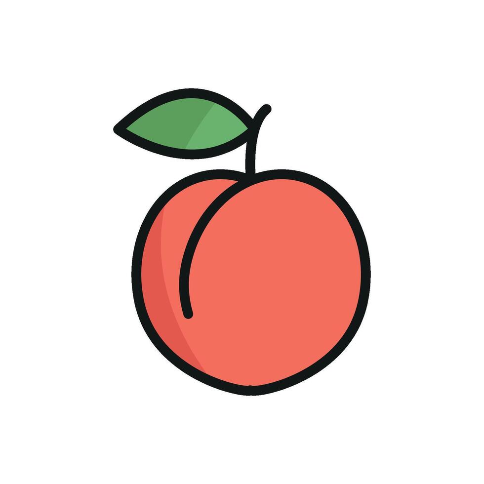 Peach in warm orange-pink hues presents a bright and summer-ready fruit icon. vector