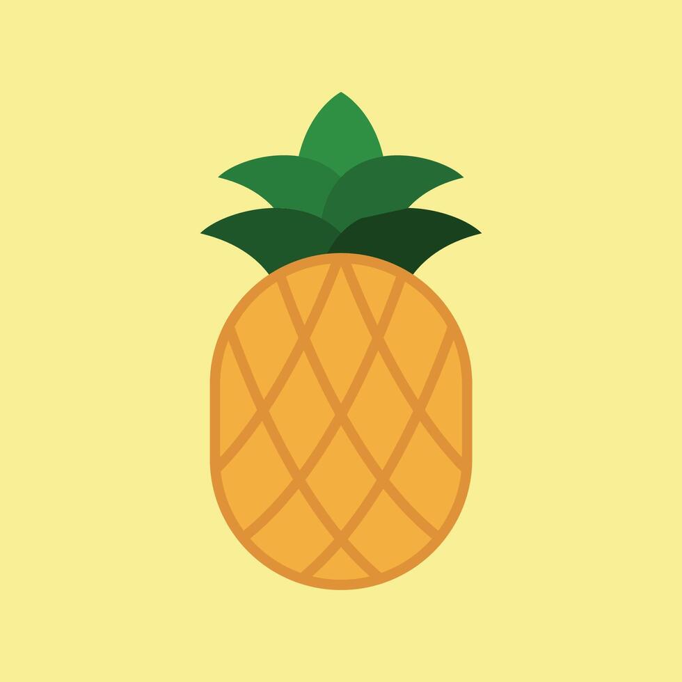 Tropical fruit with detailed skin and leafy crown builds a fresh and realistic fruit icon. vector